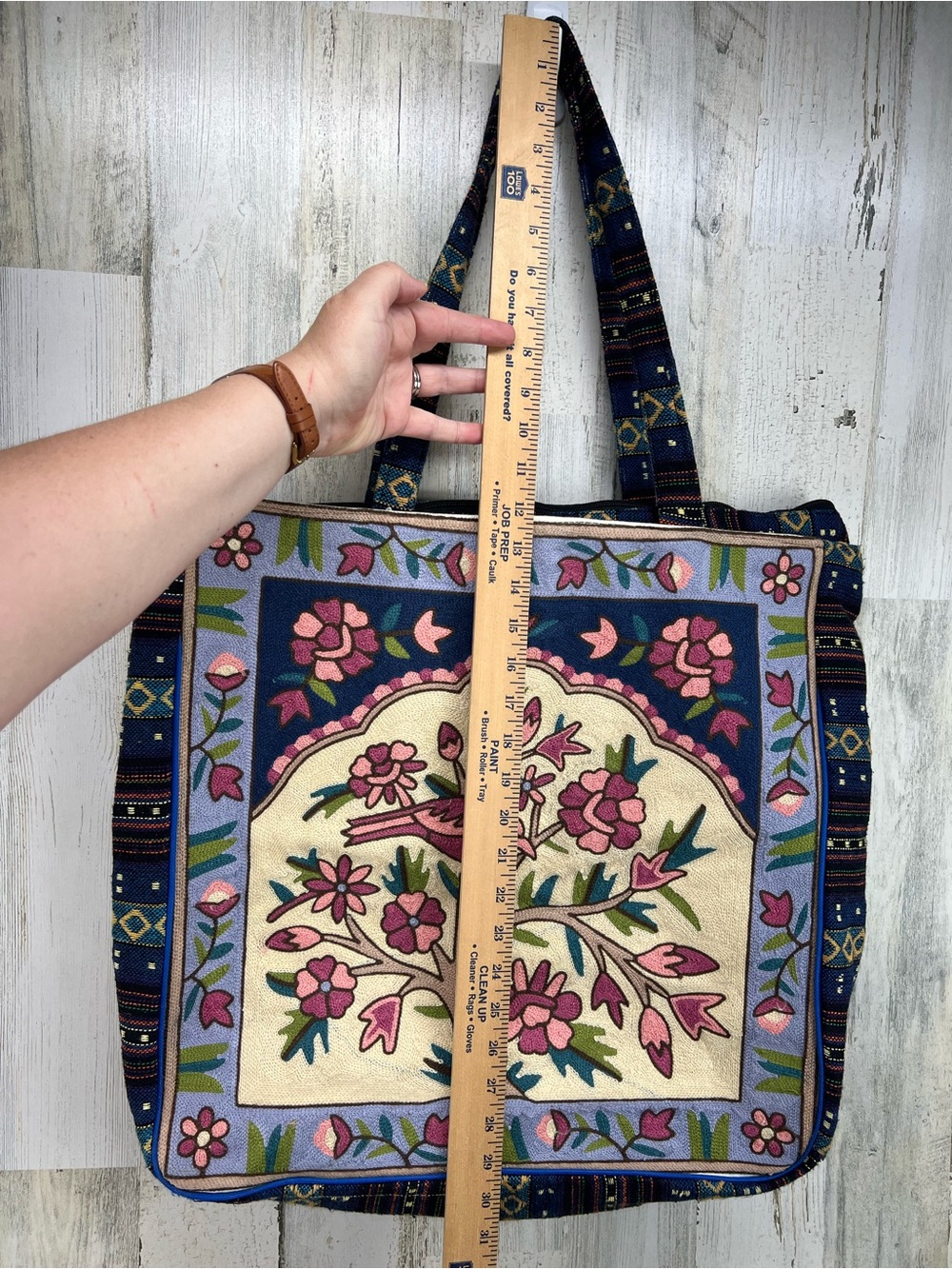 Kashmiri Style Tree of Life Embroidered Tapestry Tote Bag - Picture 4 of 7